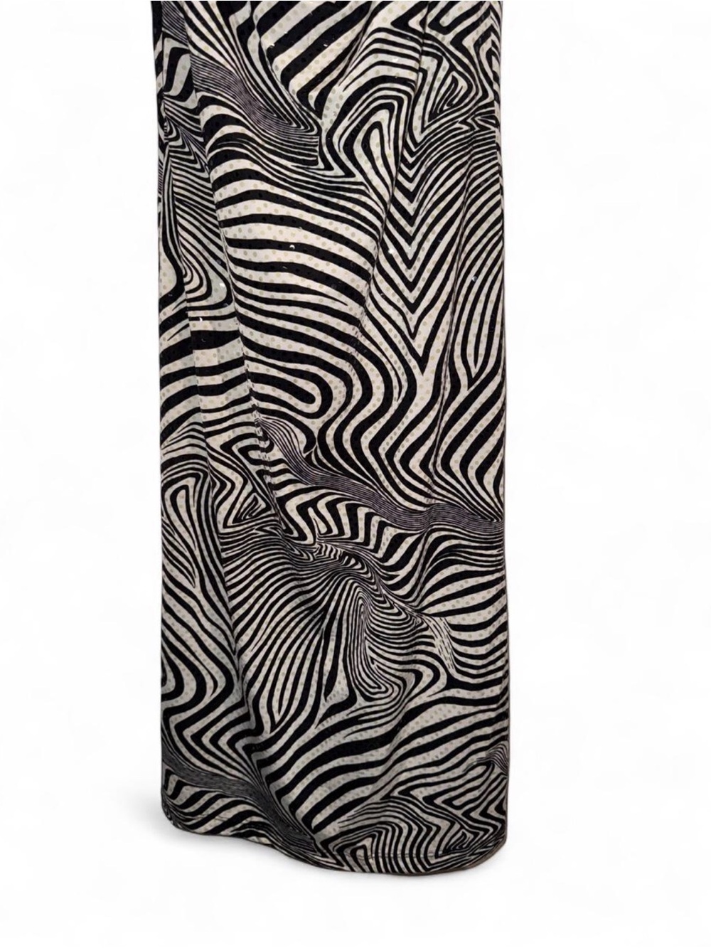 Abstract Vintage 90s Zebra-Print Cowl Neck Cocktail Party Dress Black & White M - Picture 4 of 4